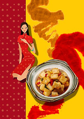 전신 PSD 편집이미지 그릇 식기 접시 옷 여자 음식 고추 콩 중국문화 옥수수 요리 한명 사람 앉기 중식 식사 전통의상 치파오 완두콩 음식전단 두부 두부요리 마파두부 여자만 여자한명만 이미지편집 1 동양문화 전통 외국문화 채소 모션 곡류 전단 파일형식