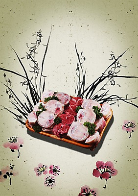 PSD 식물 편집이미지 한국문화 그릇 꽃 한식 음식 파슬리 생고기 육류 선물 요리 사람없음 세트 바구니 소고기 음식전단 선물세트 사골 이미지편집 동양문화 식기 채소 식재료 한국 전단 파일형식