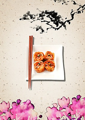 PSD 나무 식물 편집이미지 그릇 식기 접시 꽃 한식 음식 젓가락 반찬 김치 사람없음 전통음식 나뭇가지 소나무 음식전단 발효 배추김치 이미지편집 전통 수저 전단 파일형식