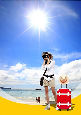 전신 PSD 구름 편집이미지 모자 계절 여자 여행 가방 하늘 휴가 서기 사람 성인 해변 여름 여름휴가 바캉스 태양 카메라 캐리어 여행가방 사진촬영 크로스백 여자만 성인여자만 성인만 이미지편집 자연요소 잡화 바다 모션 전자제품 촬영 파일형식 여름_계절