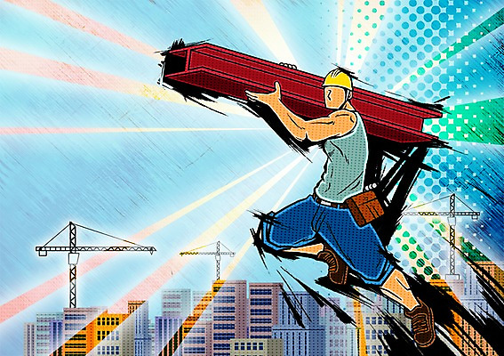 전신 PSD 남자 일러스트 노동자 한국 한명 서기 사람 성인 파이팅 건설현장 자신감 중장비 기술자 안전모 기중기 열정 철근 타워크레인 철제 남자만 남자한명만 성인남자만 성인만 국내일러스트 직업 1 감정 아시아 모션 건설업 산업장비 헬멧 안전장비 파일형식