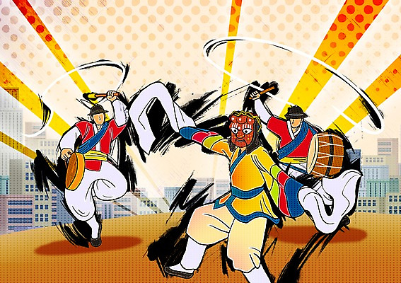 전신 PSD 한국문화 남자 악기 일러스트 하계올림픽 타악기 한국 국악기 가면 서기 사람 빌딩 성인 건물 세명 파이팅 춤 자신감 북 전통무용 탈 열정 징 봉산탈춤 남자만 성인남자만 성인만 국내일러스트 동양문화 전통 건축물 감정 아시아 음악 올림픽 모션 문화예술 국악 탈춤 파일형식