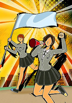 전신 PSD 학생 배너템플릿 여학생 여자 교복 일러스트 응원 청소년 안내 한국 서기 사람 빌딩 두명 건물 친구 파이팅 확성기 현수막 깃발 자신감 알림 열정 여자만 십대만 십대여자만 국내일러스트 템플릿 건축물 배너 옷 감정 아시아 관계 모션 파일형식