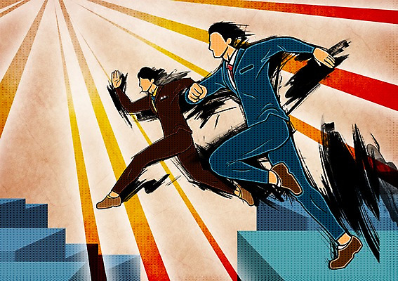 전신 PSD 남자 일러스트 비즈니스 한국 서기 사람 정장 성인 두명 달리기 파이팅 비즈니스맨 자신감 열정 남자만 성인남자만 성인만 국내일러스트 옷 감정 아시아 모션 직장인 파일형식