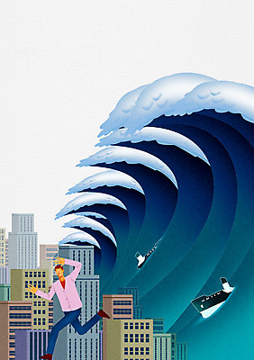 전신 PSD 남자 교통수단 파도 일러스트 자연현상 자연 한명 서기 사람 빌딩 성인 건물 달리기 피해 고통 위험 자연재해 재해 도피 쓰나미 선박 남자만 남자한명만 성인남자만 성인만 국내일러스트 1 건축물 감정 바다 교통 컨셉 수상교통 모션 생태계 해일 파일형식