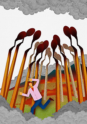 전신 PSD 남자 일러스트 자연현상 자연 불 산 한명 서기 사람 성인 피해 고통 연기 위험 성냥 자연재해 재해 화재 산불 남자만 남자한명만 성인남자만 성인만 국내일러스트 자연요소 1 감정 컨셉 모션 사건 생태계 파일형식