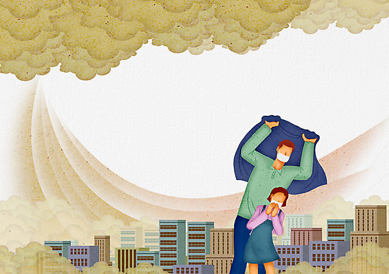 PSD 여자 남자 일러스트 자연현상 자연 바람 마스크 서기 사람 빌딩 성인 두명 건물 피해 고통 위험 자연재해 재해 먼지 황사 성인만 국내일러스트 자연요소 건축물 감정 컨셉 모션 날씨 생태계 파일형식