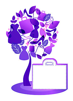 나무 식물 배너 옷 원피스 구두 백그라운드 신발 잎 일러스트 나뭇잎 안내 프레임 틀 사람없음 쇼핑 종이봉투 쇼핑백 하이힐 여성화 알림 국내일러스트 AI파일 가방 봉투 파일형식 벡터