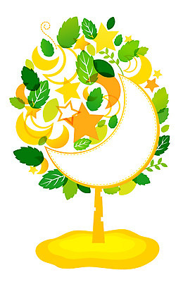 나무 식물 배너 별 백그라운드 잎 일러스트 나뭇잎 안내 프레임 틀 사람없음 달 초승달 알림 국내일러스트 AI파일 자연요소 파일형식 벡터