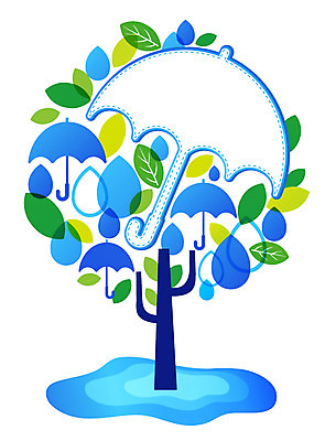 나무 식물 배너 백그라운드 잎 일러스트 우산 날씨 나뭇잎 안내 프레임 틀 사람없음 물방울 비 빗방울 알림 국내일러스트 AI파일 자연요소 비_날씨 파일형식 벡터