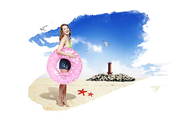 전신 PSD 동물 구름 편집이미지 계절 여자 여유 모래 바다 물놀이 조류 하늘 휴가 불가사리 등대 한명 서기 미소 웃음 사람 성인 해변 여름 여름휴가 바캉스 모래사장 시원함 튜브 여자만 여자한명만 성인여자만 성인만 이미지편집 자연요소 1 감정 모션 놀이 극피동물 표정 파일형식 여름_계절