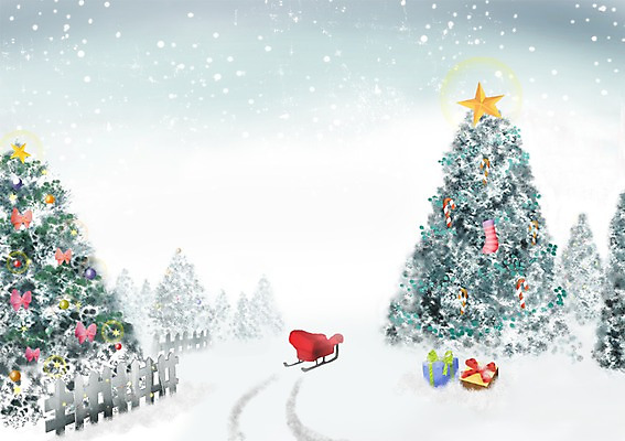 PSD 나무 식물 사계절 계절 기념일 백그라운드 크리스마스 겨울 일러스트 크리스마스선물 선물 풍경 사람없음 선물상자 크리스마스트리 설원 썰매 눈내림 겨울배경 국내일러스트 눈_날씨 이벤트 상자 파일형식