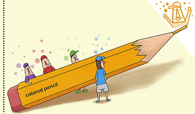 PSD 라이프스타일 남자 컬러 일러스트 색연필 사람 여러명 성인 라이프 필기구 노란색 미술도구 오브젝트 남자만 성인남자만 성인만 국내일러스트 다수 문구용품 학용품 생활 파일형식