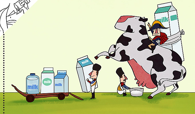 PSD 동물 라이프스타일 남자 일러스트 포유류 사람 여러명 성인 라이프 우유 소 젖소 오브젝트 흰우유 나폴레옹 남자만 성인남자만 성인만 국내일러스트 우유갑 다수 유제품 생활 파일형식