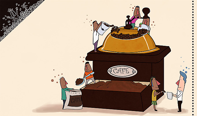 PSD 라이프스타일 여자 남자 커피 흑인 일러스트 재료 콩 사람 여러명 성인 라이프 원두 커피메이커 오브젝트 원료 원두커피 성인만 국내일러스트 서양인 음료 다수 곡류 생활 커피용품 파일형식