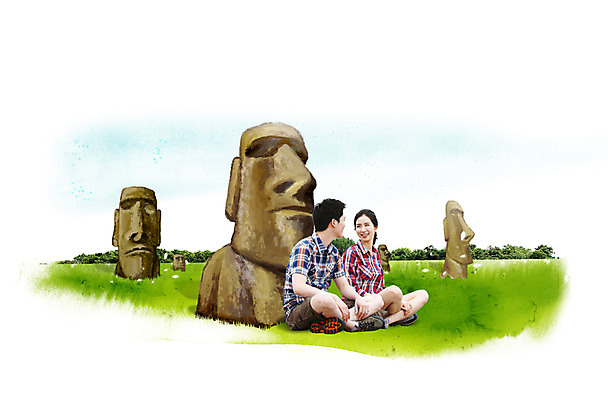전신 PSD 식물 구름 편집이미지 라이프스타일 부부 커플 여자 남자 한쌍 조각 커플라이프 해외여행 여행 신혼부부 하늘 미소 웃음 사람 앉기 동양인 잔디 초원 성인 두명 조각상 한국인 신혼여행 쌍 풀 칠레 모아이 이스터섬 조소 성인만 이미지편집 자연요소 해외 섬 결혼 관계 모션 표정 미술 인종 생활 조형물 남아메리카 신혼 석상 파일형식