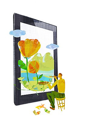 전신 PSD 식물 구름 라이프스타일 남자 꽃 의자 일러스트 통신 정보기술 한명 사람 앉기 라이프 전자제품 컴퓨터 태블릿 스크린 물감 터치 정보 붓 그리기 팔레트 스마트 그림 IT라이프 편리함 소통 남자만 남자한명만 국내일러스트 자연요소 1 가구 컨셉 모션 기술 생활 스마트기기 미술도구 파일형식