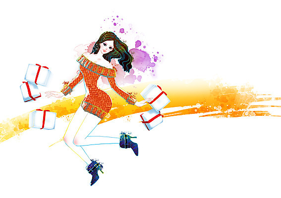 전신 PSD 모델 우먼라이프 라이프스타일 드레스 옷 원피스 여자 패션 포즈 일러스트 선물 한명 서기 미소 웃음 사람 성인 라이프 선물상자 쇼핑 스웨터 여자만 여자한명만 성인여자만 성인만 국내일러스트 1 상의 모션 표정 생활 상자 파일형식