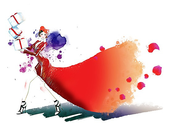 전신 PSD 모델 우먼라이프 라이프스타일 드레스 옷 원피스 여자 패션 포즈 일러스트 선물 한명 서기 미소 웃음 사람 성인 라이프 선물상자 쇼핑 여자만 여자한명만 성인여자만 성인만 국내일러스트 1 모션 표정 생활 상자 파일형식