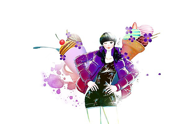 PSD 모델 우먼라이프 라이프스타일 계절 여자 패션 포즈 겨울 일러스트 아이스크림 디저트 윙크 한명 서기 미소 웃음 사람 성인 라이프 눈감음 파르페 소프트아이스크림 여자만 여자한명만 성인여자만 성인만 국내일러스트 1 음식 모션 표정 생활 파일형식