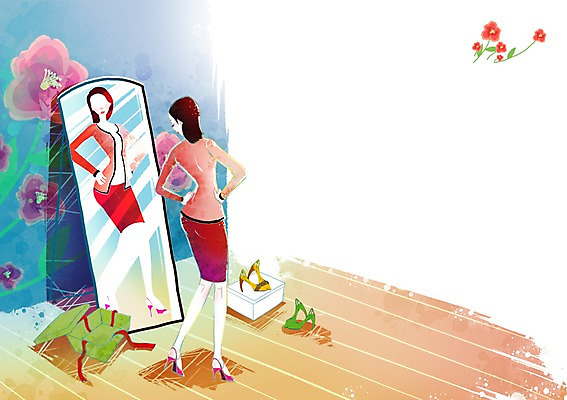 전신 PSD 모델 우먼라이프 라이프스타일 잡화 여자 패션 구두 포즈 신발 일러스트 선물 한명 서기 사람 성인 라이프 선물상자 쇼핑 상자 거울 하이힐 여성화 전신거울 구두상자 여자만 여자한명만 성인여자만 성인만 국내일러스트 1 모션 생활 파일형식