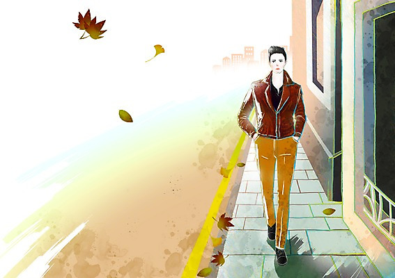 전신 PSD 식물 모델 라이프스타일 옷 계절 패션 남자 맨라이프 포즈 단풍 낙엽 잎 일러스트 한명 서기 사람 빌딩 성인 건물 라이프 재킷 가을 가죽자켓 남자만 남자한명만 성인남자만 성인만 국내일러스트 1 건축물 모션 생활 외투 파일형식