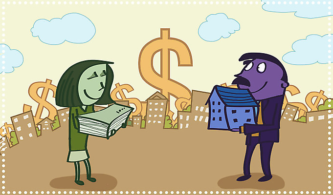 전신 PSD 구름 여자 남자 일러스트 부동산 아파트 주택 서기 미소 웃음 사람 빌딩 성인 두명 건물 금융 경제 달러 물방울무늬 화폐기호 재테크 분양 성인만 국내일러스트 자연요소 건축물 기호 돈 무늬 모션 표정 재산 화폐 파일형식