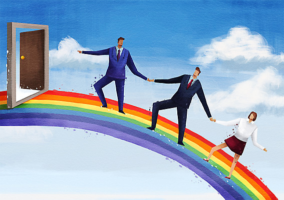 전신 PSD 구름 여자 남자 무지개 일러스트 비즈니스 하늘 협력 출입구 함께함 서기 사람 정장 성인 세명 문 손잡기 직장인 비즈니스맨 비즈니스우먼 목표 계획 동료 열정 성인만 국내일러스트 자연요소 직업 옷 감정 컨셉 관계 모션 파일형식