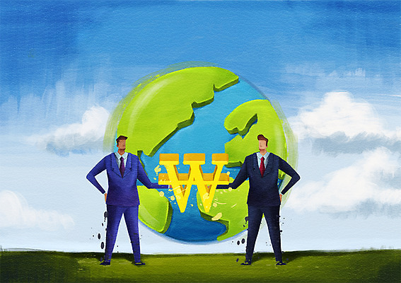 전신 PSD 구름 남자 지구 일러스트 비즈니스 하늘 협력 함께함 서기 사람 정장 성인 두명 금융 경제 직장인 비즈니스맨 원화 화폐기호 목표 계획 동료 열정 남자만 성인남자만 성인만 국내일러스트 자연요소 직업 기호 옷 감정 컨셉 돈 관계 모션 화폐 파일형식