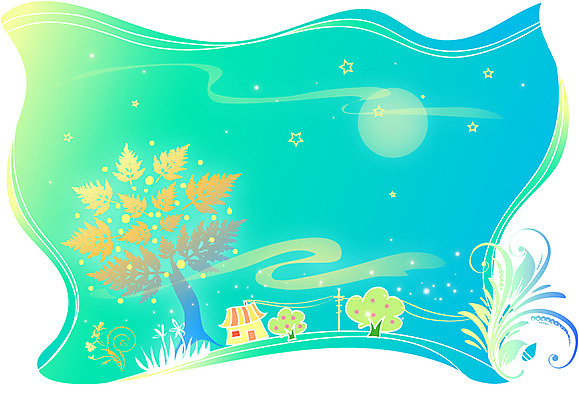 나무 식물 템플릿 문양 꽃 별 줄기 백그라운드 잎 무늬 카드템플릿 밤하늘 하늘 나뭇잎 주택 프레임 틀 사람없음 건물 빛 달 달밤 풀 빨랫줄 야간 저녁 신비 달빛 이미지템플릿 AI파일 카드프레임 자연요소 건축물 줄 컨셉 카드_감사 파일형식 벡터