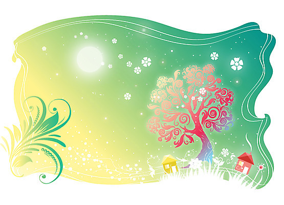 나무 식물 템플릿 문양 꽃 백그라운드 무늬 꽃무늬 카드템플릿 주택 프레임 틀 사람없음 건물 달 풀 신비 이미지템플릿 AI파일 카드프레임 자연요소 건축물 컨셉 카드_감사 파일형식 벡터