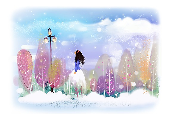 PSD 나무 식물 구름 우먼라이프 여자 백그라운드 가로등 일러스트 상상 하늘 상상일러스트 한명 서기 사람 성인 판타지 숲속 숲 여자만 여자한명만 성인여자만 성인만 국내일러스트 자연요소 1 라이프스타일 공공시설 모션 파일형식