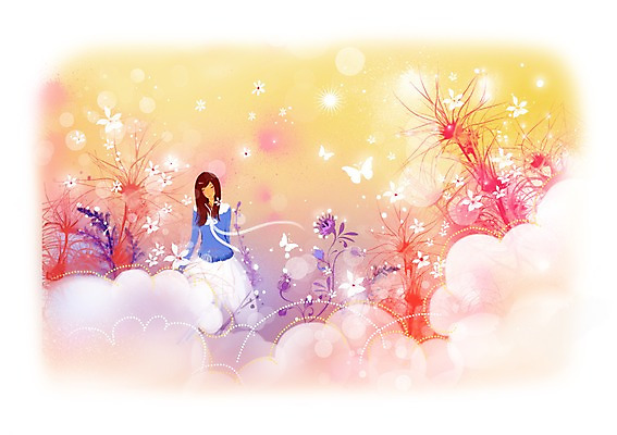 PSD 식물 동물 구름 우먼라이프 여자 꽃 나비 곤충 백그라운드 일러스트 상상 상상일러스트 한명 서기 사람 성인 판타지 여자만 여자한명만 성인여자만 성인만 국내일러스트 자연요소 1 라이프스타일 모션 파일형식