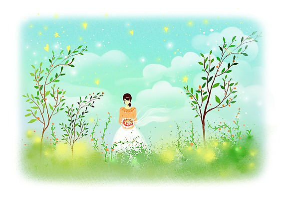 PSD 나무 식물 구름 우먼라이프 여자 별 신부 부케 결혼 백그라운드 일러스트 상상 하늘 상상일러스트 한명 서기 사람 초원 성인 판타지 하트 여자만 여자한명만 성인여자만 성인만 국내일러스트 자연요소 모양 1 라이프스타일 꽃다발 모션 이벤트 파일형식