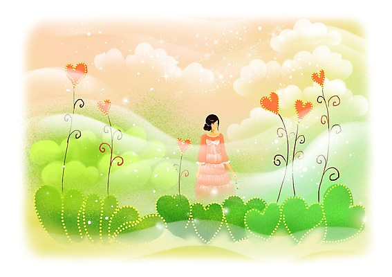 PSD 식물 구름 우먼라이프 여자 백그라운드 일러스트 상상 하늘 상상일러스트 한명 서기 사람 성인 반짝임 판타지 하트 여자만 여자한명만 성인여자만 성인만 국내일러스트 자연요소 모양 1 라이프스타일 모션 파일형식