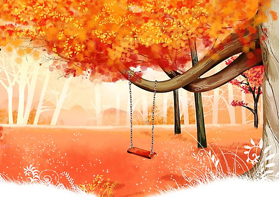 주간 PSD 나무 식물 사계절 계절 백그라운드 단풍 일러스트 자연 따뜻함 풍경 사람없음 야외 가을풍경 가을 풀 숲속 숲 그네 가을배경 국내일러스트 자연요소 잎 생태계 파일형식 가을_계절