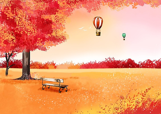 주간 PSD 나무 식물 사계절 계절 공원 백그라운드 단풍 가로등 벤치 의자 일러스트 자연 따뜻함 풍경 사람없음 야외 가을풍경 가을 열기구 가을배경 국내일러스트 자연요소 공공시설 가구 잎 항공교통 생태계 파일형식 가을_계절