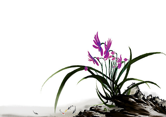 PSD 식물 동물 한국전통 전통 꽃 아시아 전통문화 백그라운드 일러스트 붓터치 어류 수묵화 사람없음 난초 동양화 그림 난초꽃 동양란 국내일러스트 나라 문화 한국 미술 수중동물 파일형식