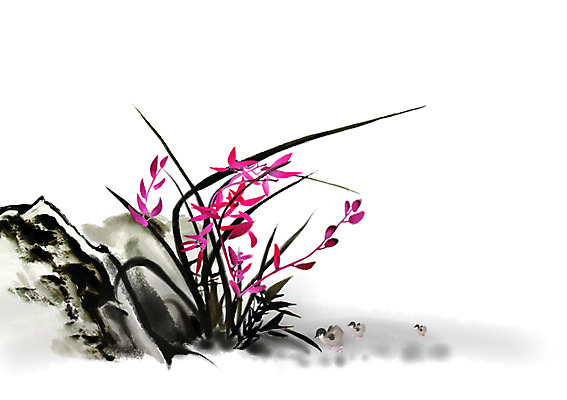 PSD 식물 동물 한국전통 전통 꽃 아시아 전통문화 백그라운드 일러스트 조류 붓터치 세마리 수묵화 사람없음 돌_바위 바위 난초 동양화 그림 난초꽃 동양란 국내일러스트 나라 문화 한국 3 미술 파일형식