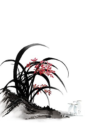 PSD 식물 동물 한국전통 전통 꽃 아시아 전통문화 백그라운드 일러스트 조류 붓터치 세마리 수묵화 사람없음 돌_바위 바위 난초 동양화 그림 난초꽃 동양란 국내일러스트 나라 문화 한국 3 미술 파일형식