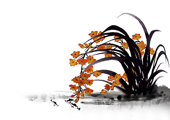 PSD 식물 동물 한국전통 전통 꽃 아시아 전통문화 백그라운드 일러스트 붓터치 세마리 어류 수묵화 사람없음 난초 동양화 그림 난초꽃 동양란 국내일러스트 나라 문화 한국 3 미술 수중동물 파일형식