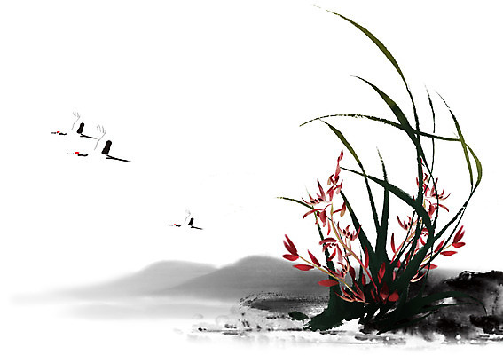 PSD 식물 동물 한국전통 전통 꽃 아시아 전통문화 백그라운드 일러스트 조류 붓터치 산 세마리 수묵화 사람없음 학 난초 동양화 그림 난초꽃 동양란 국내일러스트 나라 문화 한국 3 미술 파일형식