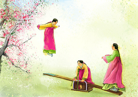 PSD 나무 식물 한국문화 한국전통 전통 여자 명절 꽃 아시아 전통문화 포즈 백그라운드 일러스트 놀이 한국 서기 사람 앉기 세명 달리기 전통놀이 판넬 널 승차 전통의상 한복 널뛰기 단오 단오날 단오놀이 단오제 여자만 국내일러스트 동양문화 기념일 나라 문화 모션 파일형식