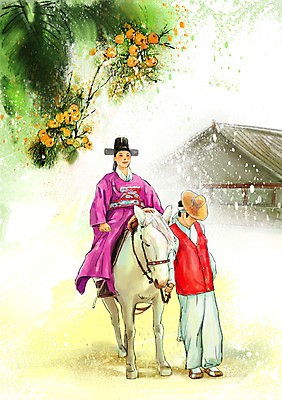 PSD 나무 식물 동물 한국문화 한국전통 전통 건축물 열매 남자 아시아 전통문화 백그라운드 일러스트 지붕 한국 서기 사람 앉기 성인 두명 건물 종 나뭇가지 말_동물 승마 전통의상 한복 합격 신분 양반 머슴 과거시험 관직 등용 장원급제 하인 남자만 성인남자만 성인만 국내일러스트 동양문화 건축 나라 문화 스포츠 포유류 모션 시험 파일형식