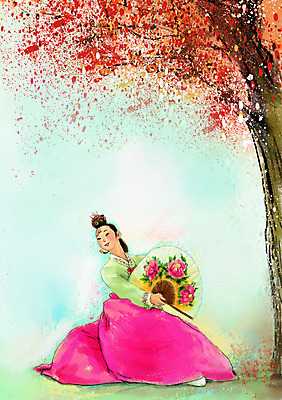 전신 PSD 나무 식물 한국문화 한국전통 전통 여자 아시아 전통문화 포즈 백그라운드 일러스트 한국 한명 사람 성인 춤 부채 전통의상 한복 전통무용 족두리 부채춤 한국무용 여자만 여자한명만 성인여자만 성인만 국내일러스트 1 동양문화 나라 문화 문화예술 전통소품 전통공연 파일형식