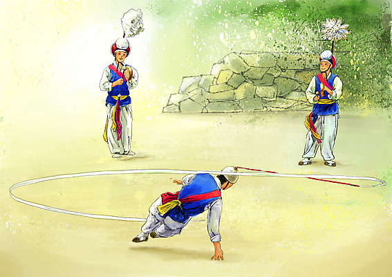 전신 PSD 한국문화 한국전통 전통 남자 아시아 전통문화 악기 음악 포즈 백그라운드 연주 일러스트 놀이 타악기 한국 돌담 국악 서기 사람 성인 세명 전통놀이 전통의상 한복 풍물놀이 사물놀이 꽹과리 상모 상모돌리기 남자만 성인남자만 성인만 국내일러스트 동양문화 나라 문화 모션 문화예술 국악기 담장 돌_바위 전통공연 파일형식