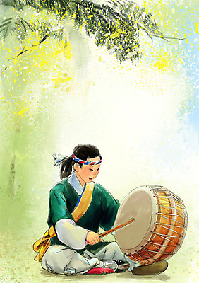 전신 PSD 나무 식물 한국문화 한국전통 전통 여자 아시아 전통문화 악기 음악 백그라운드 연주 일러스트 놀이 타악기 한국 국악 한명 사람 앉기 성인 전통놀이 나뭇가지 전통의상 한복 풍물놀이 사물놀이 북 북채 여자만 여자한명만 성인여자만 성인만 국내일러스트 1 동양문화 나라 문화 모션 문화예술 전통공연 파일형식