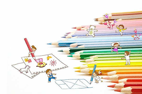 PSD 식물 편집 편집이미지 여자 어린이교육 교육 남자 꽃 어린이 포토일러 색연필 합성일러스트 미소 웃음 사람 소녀 소년 여러명 미술도구 색칠 그리기 그림 색칠공부 어린이만 이미지편집 다수 모션 학용품 표정 학습 오브젝트 파일형식