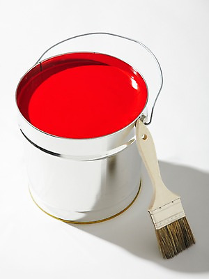 포토 JPG 스튜디오촬영 컬러 생활용품 페인팅 실내 통 사람없음 빨간색 페인트 물감 미술도구 도구 붓 페인트칠 양동이 가득함 페인트통 페인트붓 페인팅도구 국내포토 내부 오브젝트 파일형식