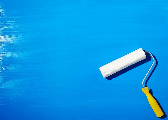 포토 JPG 스튜디오촬영 컬러 생활용품 백그라운드 페인팅 붓터치 실내 사람없음 파란색 페인트 물감 미술도구 도구 붓 페인트칠 롤러 페인트붓 페인팅도구 페인트롤러 국내포토 내부 오브젝트 파일형식